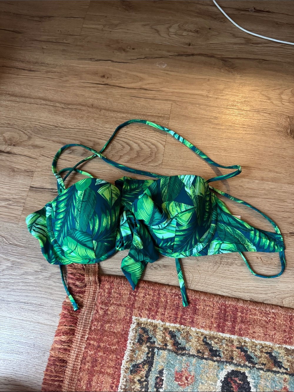 Shade & Shore Green Tropical Leaf Bikini Top